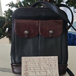 Brighton Black and Dark Brown Men's Messenger Bag
